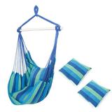 Topcobe Hammock Swing Portable Hammock Chairs for Patio Yard Bedroom Swing Chair for Outdoor Blue Cotton Canvas Hanging Chair with 2 Pillows