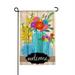 Evergreen Flag Blue Glass Floral Welcome Garden Linen Flag 18 x 0.2 inches