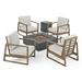 Noble House Belgian Outdoor 4 Seater Chat Set with Fire Pit Gray