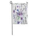 KDAGR Colorful Pattern of Flowers in Blue and Purple Colors Watercolor Green Small Garden Flag Decorative Flag House Banner 28x40 inch