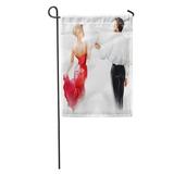 KDAGR Red Dance Young Couple Dancing Tango Ballroom Dancer Romance Latin Garden Flag Decorative Flag House Banner 12x18 inch