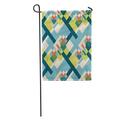 KDAGR Blue Pattern Abstract Geometric in Mid Century Modern Colors Green Garden Flag Decorative Flag House Banner 28x40 inch