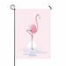 ABPHQTO Modern Pink Flamingo Bird Lake Waters Sunrise Home Outdoor Garden Flag House Banner Size 28x40 Inch