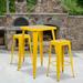 BizChair 4 Pack Commercial Grade 30 High Backless Yellow Metal Indoor-Outdoor Barstool with Square Seat