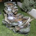 Alpine Corporation Outdoor 3-Tier Rainforest Rock Water Fountain with LED Lights