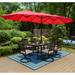 Summit Living 15ft Double-Sided Patio Umbrella with Base Large Outdoor Table Umbrella Red