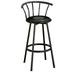 The Furniture King Bar Stool Black Metal with an Outdoor Adventure Themed Decal (Fishing Aqua - Black)