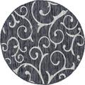 Unique Loom Curl Indoor/Outdoor Botanical Rug Charcoal Gray/Gray 4 1 Round Damask Modern Perfect For Patio Deck Garage Entryway