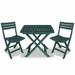 Anself 3 Piece Folding Bistro Set Plastic Folding Table with 2 Foldable Chairs Dining Set Green Outdoor Furniture Space Saving for Garden Backyard Terrace Balcony