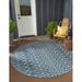 Unique Loom Tribal Trellis Indoor/Outdoor Trellis Rug Blue/Ivory 3 1 Round Geometric Tribal Perfect For Patio Deck Garage Entryway