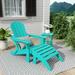 Polytrends Laguna All Weather Poly Outdoor Patio Adirondack Chair Set - with Ottoman and Side Table (3-Piece) Turquoise
