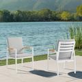 Armen Living Crown Outdoor Dining Chair - Aluminum - Set of 2 - Cushion - Light Gray