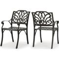 Noble House Alfresco Cast Aluminum Patio Dining Arm Chair in Bronze (Set of 2)