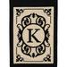 Evergreen Flag Cambridge Chic Letter K Monogram Applique Garden Flag - 12.5 Wide x 18 High