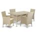 East West Furniture Valencia 5-piece Modern Metal Patio Set in Cream