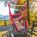 Large Hanging Rope Hammock Chair Swing Hammock Chair Swing Seat for Any Indoor or Outdoor Spaces - 220 lbs Weight Capacity - 2 Seat Cushions Included B4438