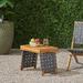 Riley Outdoor Acacia Wood Foldable Side Table Brown Patina and Gray