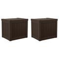 Suncast 17 x 22 Inch Resin 22-Gallon Patio Storage Deck Box Java Brown (2 Pack)