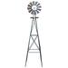 Winado 8ft Tall Windmill Wind Wheel Silver Gray And Red Garden Weather Vane