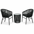 Dcenta 3 Piece Bistro Set Glass Tabletop Side Table and 2 Chairs with Cushion PE Rattan Outdoor Dining Set for Patio Balcony Garden Yard Lawn Terrace