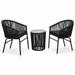 Dcenta 3 Piece Bistro Set Glass Tabletop Side Table and 2 Chairs with Cushion PE Rattan Outdoor Dining Set for Patio Balcony Garden Yard Lawn Terrace