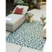 Unique Loom Leopard Indoor/Outdoor Safari Rug Teal/Ivory 5 1 x 8 Rectangle Animal Print Contemporary Perfect For Patio Deck Garage Entryway