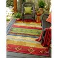 Unique Loom Traditional Indoor/Outdoor Modern Rug Multi/Gold 8 x 11 4 Rectangle Textured Geometric Modern Flatweave Perfect For Patio Deck Garage Entryway