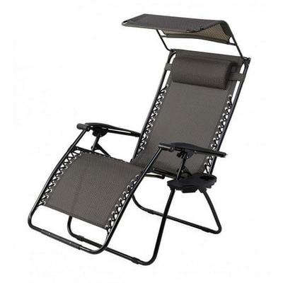 Deluxe Zero Gravity Chair With Canopy, Oversized Zero Gravity Chair With Folding Canopy Shade Cup Holder