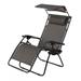 Plow & Hearth Deluxe Zero Gravity Chair With Awning Table And Drink Holder - Check