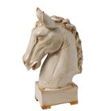 CC Home Furnishings 16 Ivory and Brown Glossy Finish Patina Horse Statue