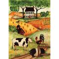 Toland Home Garden Farm Gathering Cow Farm Flag Double Sided 28x40 Inch