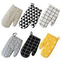 1Pcs Cotton Kitchen Glove Heatproof Mitten Cooking Microwave Oven Insulated Non-slip Causal Plaid Glove