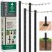 EXCELLO GLOBAL PRODUCTS Bistro String Light Poles - 4 Pack - Extends to 10 Feet - Universal Mounting Options Included with 100 ft. of LED Lights and 100 G40 Bulbs (EGP-HD-0362)