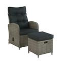 Monaco All-Weather Wicker Outdoor Recliner and Ottoman