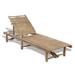 Anself Outdoor Sun Lounger Backrest Adjustable Sunbed Bamboo Recliner Chaise Lounge Chair for Patio Pool Balcony Backyard Garden 78.7 x 25.6 x (11.8-34.3) Inches (L x W x H)