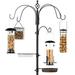 Best Choice Products 89in 6-Hook Bird Feeding Station Steel Multi-Feeder Stand w/ 4 Feeders Tray Bird Bath - Black