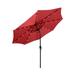 WestinTrends Cyrus 9 Ft Outdoor Patio Umbrella Solar Powered 32 LED Light Umbrella with Tilt and Crank for Garden Deck Balcony Pool and Beach Red