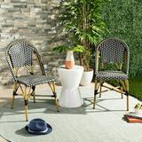 SAFAVIEH Salcha Indoor/Outdoor Stacking Side Chair Black/White Set of 2