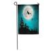 LADDKE Night Halloween Flying Witch Full Moon Silhouette Cartoon House Broomstick Garden Flag Decorative Flag House Banner 12x18 inch