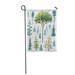 KDAGR Blue Pine Watercolor Painting of Conifers and Evergreen Trees White Green Drawn Garden Flag Decorative Flag House Banner 12x18 inch