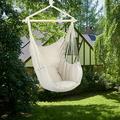 Kepooman Cotton Canvas Hammock Hanging Rope Chair Hanging Bubble Chair Porch Swing Seat Swing Chair Camping Portable for Patio Deck Yard Indoor Bedroom Garden with 2 Pillows Beige