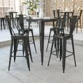 Flash Furniture 23.75 Square Metal Indoor-Outdoor Bar Table Set with 2 Stools with Backs - 27.75 W x 27.75 D x 40 H Black N/A