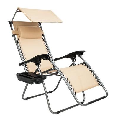 Outdoor Camping Beach Deck Dining Chair, Outdoor Chaise Lounge Chair With Folding Canopy