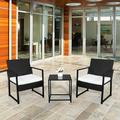 Single 2pcs Coffee Table 1pc Exposed Flat Chair Three-Piece Set Black Outdoor Patio Conversation Set