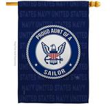 Breeze Decor H108493-BO Proud Aunt Sailor House Flag Armed Forces Navy 28 x 40 in. Double-Sided Decorative Vertical Flags for Decoration Banner Garden Yard Gift