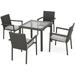 Noble House San Pico 5 Piece Wicker Square Patio Dining Set in Gray