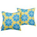 Modern Contemporary Urban Design Outdoor Patio Balcony Garden Furniture Pillow Throw Set of Two Fabric Multi Color