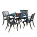 Rialto 5-Piece 4-Seater Cast Aluminum Black Sand Outdoor Dining Set