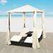 Suzicca Double Sun Lounger with Curtains Poly Rattan Black