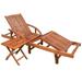 Anself Outdoor Sun Lounger with Folding Table Set Acacia Wood Backrest Adjustable Chaise Lounge Chairs for Poolside Beach Deck Backyard Balcony Garden Patio Furniture